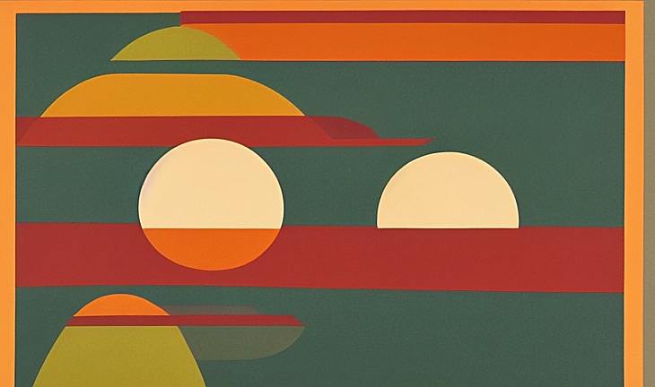 A warm retro screenprint generated in ComfyUI and cleaned up in PhotoCraft